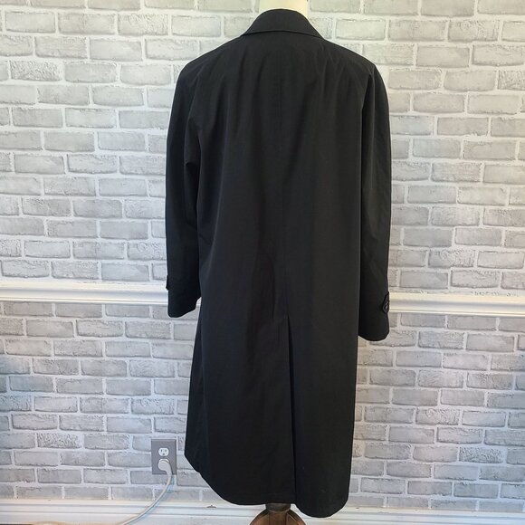 Hart Schaffner Marx Black Single Breasted Full Length Raincoat 40R Quiet Luxury - Picture 3 of 9